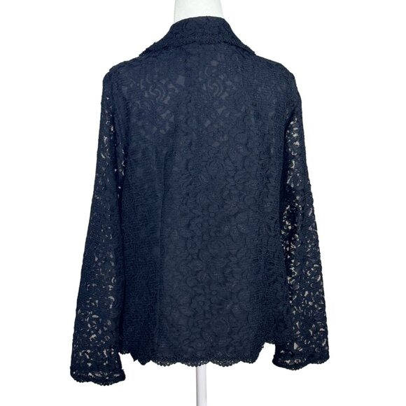 Talbots Size 14 W Blaze jacket Women Vintage-Inspired Black Lace Button - Picture 4 of 12